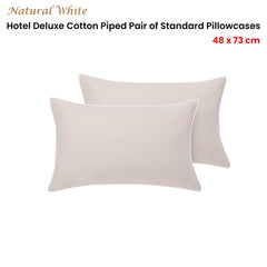 Accessorize Pair of White/Natural Piped Hotel Deluxe Cotton Standard Pillowcases