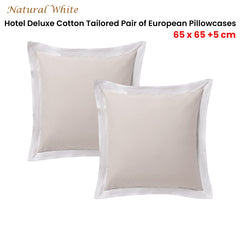 Accessorize Pair of White/Natural Tailored Hotel Deluxe Cotton European Pillowcases