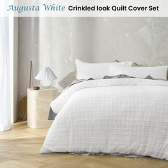Accessorize Augusta White Ruched Quilt Cover Set Queen