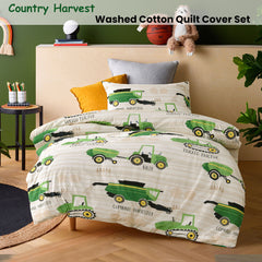 Happy Kids Country Harvest Washed Quilt Cover Set Double
