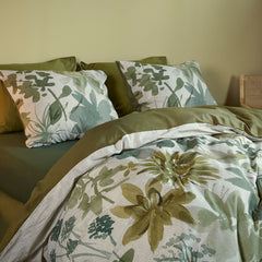 Bedding House Lilian Green 100% Cotton Percale Quilt Cover Set King