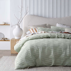 Vintage Design Homewares Malvern Sage Cotton Quilt Cover Set Double