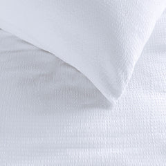 Bedding House Summer White Seersucker Cotton Quilt Cover Set Queen
