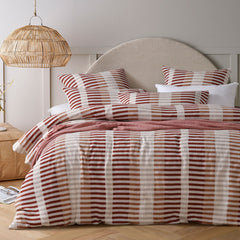 Vintage Design Homewares Tempo Red Cotton Jacquard Quilt Cover Set King