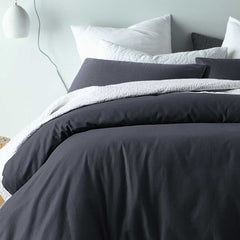 Accessorize Waffle Slate Cotton Blend Quilt Cover Set Queen