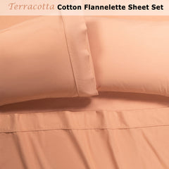 Accessorize Cotton Flannelette Sheet Set 40cm Wall Terracotta King