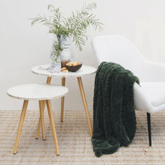 J Elliot Home Rita Sea Kelp Faux Mohair Throw Rug 130 x 160cm