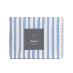 Ardor Frankie Blue Stripe Yarn Dyed Reversible Quilt Cover Set Queen