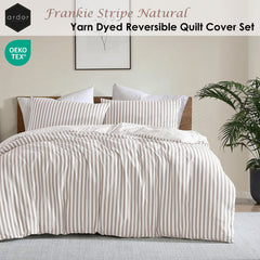 Ardor Frankie Natural Stripe Yarn Dyed Reversible Quilt Cover Set Queen