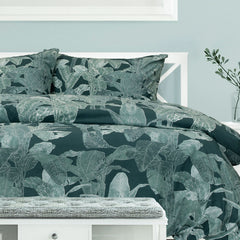 Ardor Indra Teal Palm Leaf Printed Quilt Cover Set King