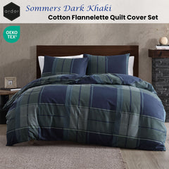 Ardor Sommers Dark Khaki Cotton Flannelette Quilt Cover Set King