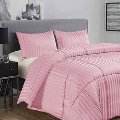 Ramesses 3 Piece Damask Stripe Comforter Set King Pink