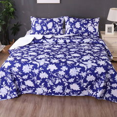 Ramesses Spring Blue 3 Pcs Bamboo Blend Ultrosonic Reversible Comforter Set Queen