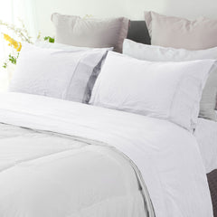Ramesses White Pebble Wash Linen Look Alternative Sheet Set Double