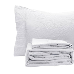 Ramesses White Pebble Wash Linen Look Alternative Sheet Set Single