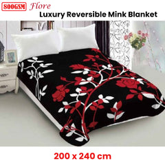 Lylac Homewares 800GSM Luxury Reversible Mink Blanket Flore Queen