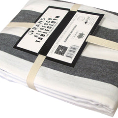 Rans Black Alfresco Stripes Cotton Tablecloth - Choose from 2 sizes 150cm x 250cm