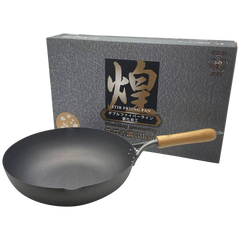 Kirameki Premium Cast Iron Nitriding Processing Stir-fry Wok (Made in Japan) - 30cm
