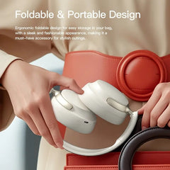 JR SY-T7 Bluetooth 5.4 Over-Ear Headset Wireless Headphones with Noise Cancelling Mic (Beige)