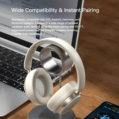 JR SY-T7 Bluetooth 5.4 Over-Ear Headset Wireless Headphones with Noise Cancelling Mic (Beige)