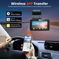 4K+2.5K Dual Dash Cam with WiFi GPS ADAS, Front and Rear Car Camera Recorder with 32GB Card