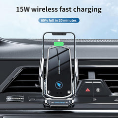 15W Wireless Car Charger Mount Auto-Clamp Vent Holder with Cable and 3 Tips