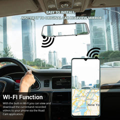 10” 4K Mirror Dash Cam, 2K Rear Camera, WiFi GPS ADAS BSD, Stream Media, 64GB Included