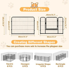 Pet Dog Playpen Puppy Exercise Cage Enclosure Fence Metal Outdoor 8 Panel