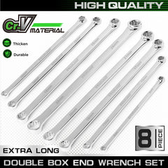 8PC Aviation Spanner Set Extra Long Wrench Double Ring CRV With Bag 8-24mm