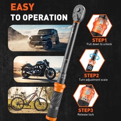 4Pc 3/8" Drive Click Torque Wrench Ratchet Socket Adaptor Extension WorkShop
