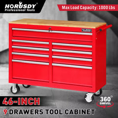 9 Drawers Tool Box Chest Cabinet Trolley Box Garage Storage Toolbox Red 1000lbs
