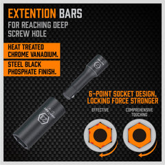 18Pc Deep Impact Socket Set Imperial / SAE Extension Flexible Adaptor 1/2" Drive