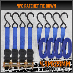 10Pcs Ratchet Tie Down Straps 997KG 4.5M Trucks Trailer Strap Stainless Steel