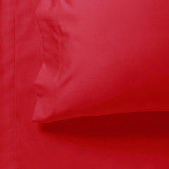 1000TC Ultra Soft Fitted Sheet & 2 Pillowcases Set - King Size Bed - Red
