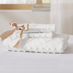 Tufted Boho Embroidery Quilt/Doona/Duvet Cover Set - White - Queen Size