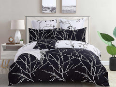 Tree Reversible Queen Size White Duvet Quilt Cover Set