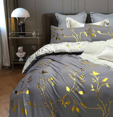 Reversible Design Grey Queen Size Bed Quilt/Duvet Cover Set
