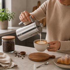 Silver French Press Coffee Maker 1000ml with Coffee Bean Can + Extra Filter Gift Set