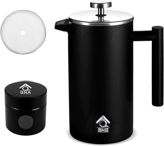 Black French Press Coffee Maker 350ml with Coffee Bean Can + Extra Filter Gift Set