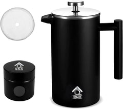 Black French Press Coffee Maker 350ml with Coffee Bean Can + Extra Filter Gift Set