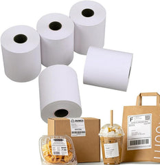 6 Rolls Linerless Printing Label Paper 80 mm × 52 m for Takeaway Shop Restaurant