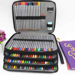 168 Slots Large Capacity Pencil Case Foldable Pen Bag Make Up Storage Organizer - Purple
