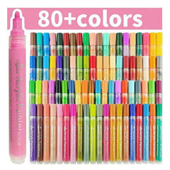 Flysea 12-80 Colours Acrylic Paint Pens Painting Stone Ceramic Glass Marker2-3Mm - 24-Colour Set