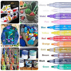 Flysea 12-80 Colours Acrylic Paint Pens Painting Stone Ceramic Glass Marker2-3Mm - 24-Colour Set