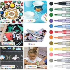 Flysea 12-80 Colours Acrylic Paint Pens Painting Stone Ceramic Glass Marker2-3Mm - 24-Colour Set
