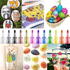 Flysea 12-80 Colours Acrylic Paint Pens Painting Stone Ceramic Glass Marker2-3Mm - 24-Colour Set