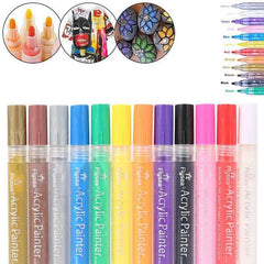 Flysea 12-80 Colours Acrylic Paint Pens Painting Stone Ceramic Glass Marker2-3Mm - 24-Colour Set