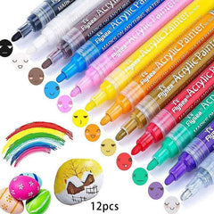 Flysea 12-80 Colours Acrylic Paint Pens Painting Stone Ceramic Glass Marker2-3Mm - 24-Colour Set