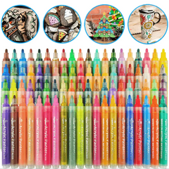 Flysea 12-80 Colours Acrylic Paint Pens Painting Stone Ceramic Glass Marker2-3Mm - 24-Colour Set