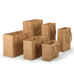 50X Kraft Paper Bags Gift Shopping Carry Craft Brown Bag With Handles - 50PCS  17*24*10CM